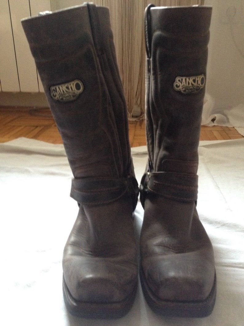 Sancho™ Botas Biker de cuero para hombre marrón hecha en | Etsy España