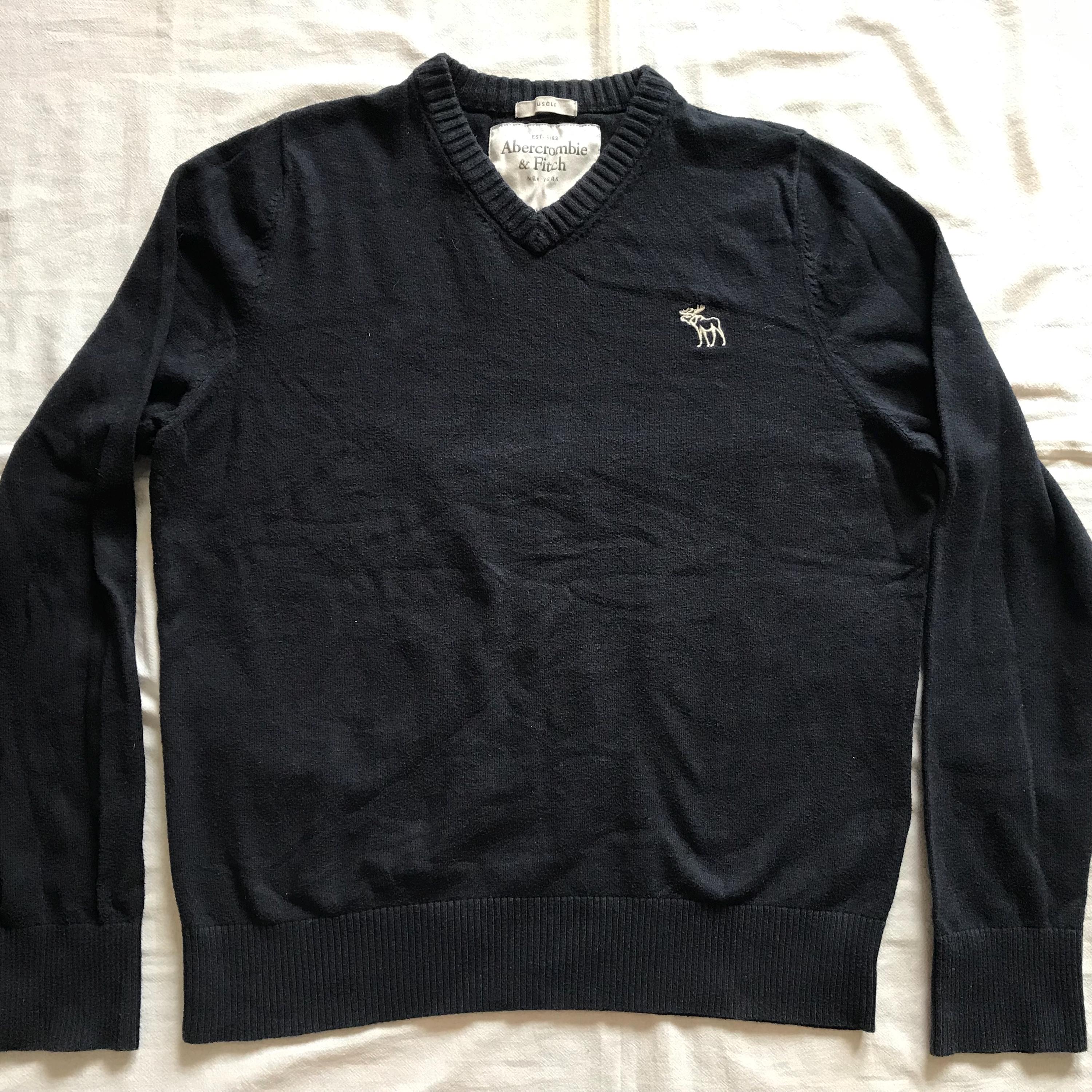 アバクロンビー＆フィッチ メンズ ネイビーブルー Vネック セーター 