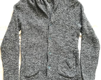 Massimo Dutti Cotton Shawl Collar Cardigan: Dark Gray Knit Sweater (L EU/M US)