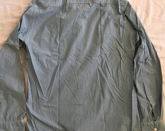 Chemise American Eagle Homme Taille M – Vintage Coupe Moyenne – Bleu Et Blanc Rayé