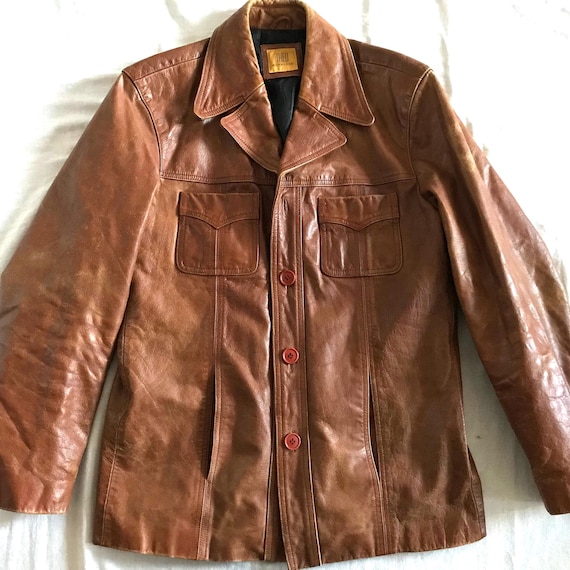 Theo Wormland Men's Leather Jacket Light Brown Medium Size 40 US