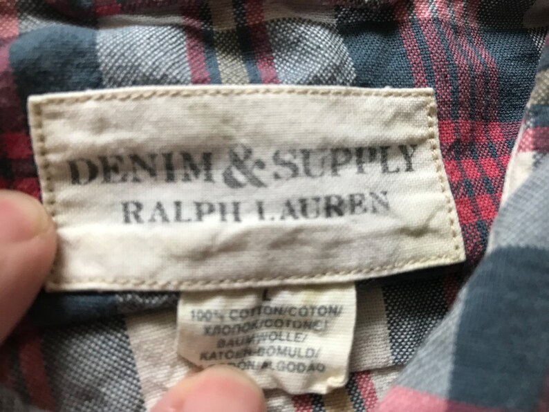 Ralph Lauren Denim & Supply Men's Long Sleeve Pure Cotton Plaid Shirt Large Size image 3