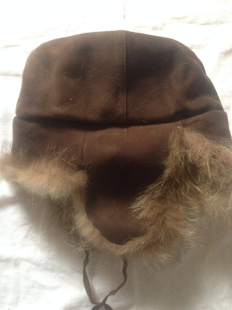 Vintage Ushanka Leather Fur Traper Hat 