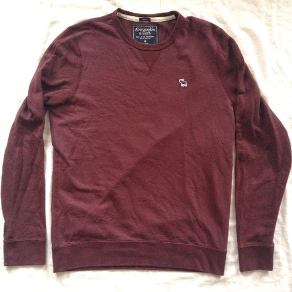 Abercrombie & Fitch Long Sleeve Pullover T-shirt Burgundy Unisex 