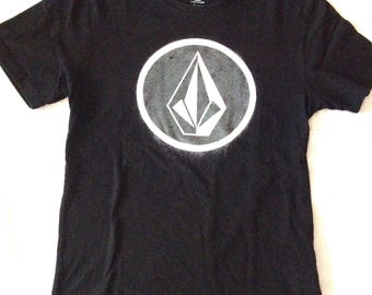 Volcom Stone Vintage Black T-Shirt: Unisex Skateboard Logo, Größe Small