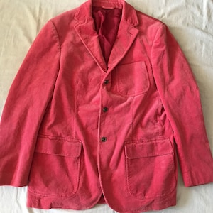 Ralph Lauren Men&#39;s Corduroy Blazer Red Rose Color Large Classic 3 Button Cut Cotton Elastaine Blend