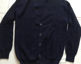 Made in Italy Herren Wolle Acrlyl Strickjacke Marineblau Large EU - Medium US Size