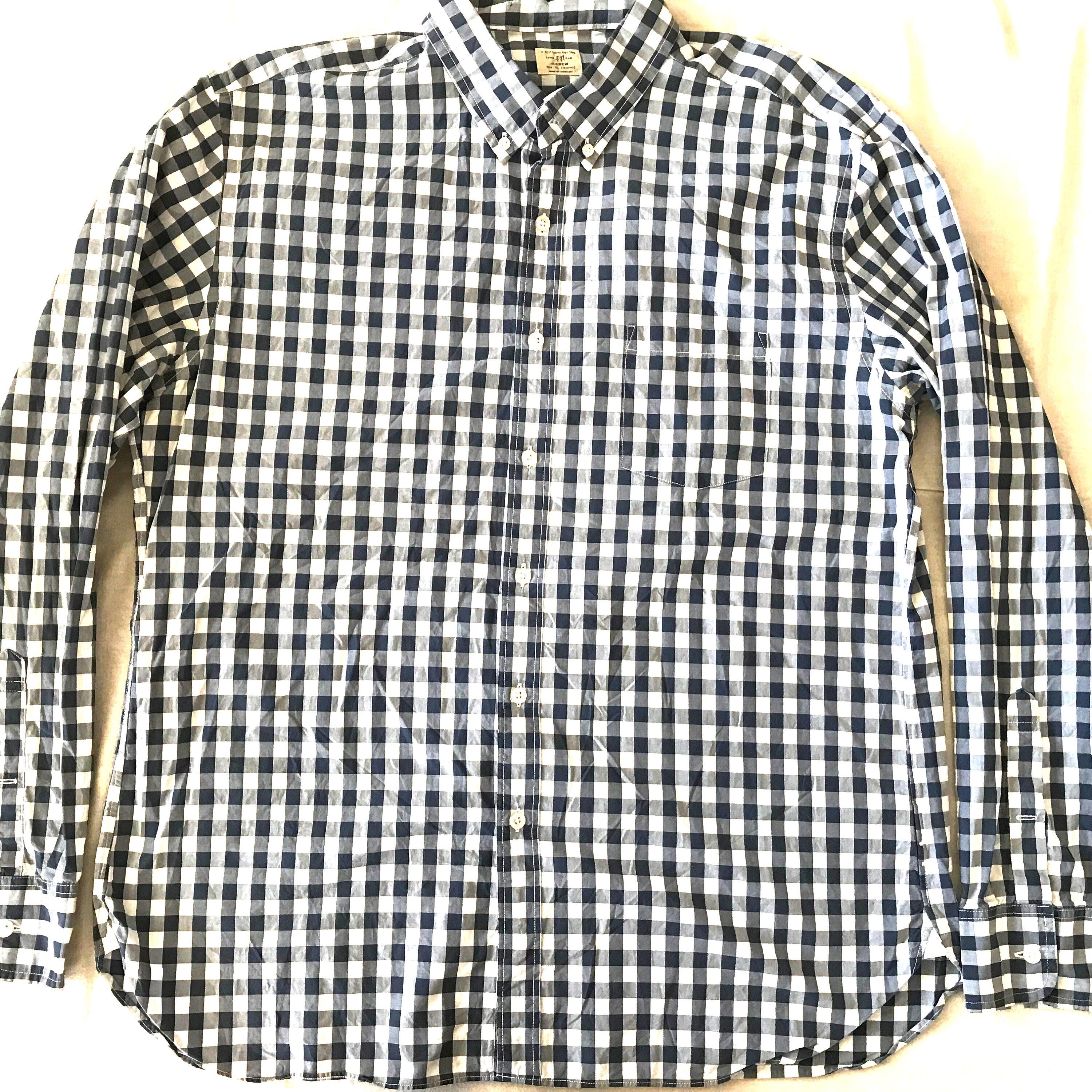 J. Crew Men's Long Sleeve Dress Shirt 2-ply Cotton Checkered Size XL Xlarge  - Etsy