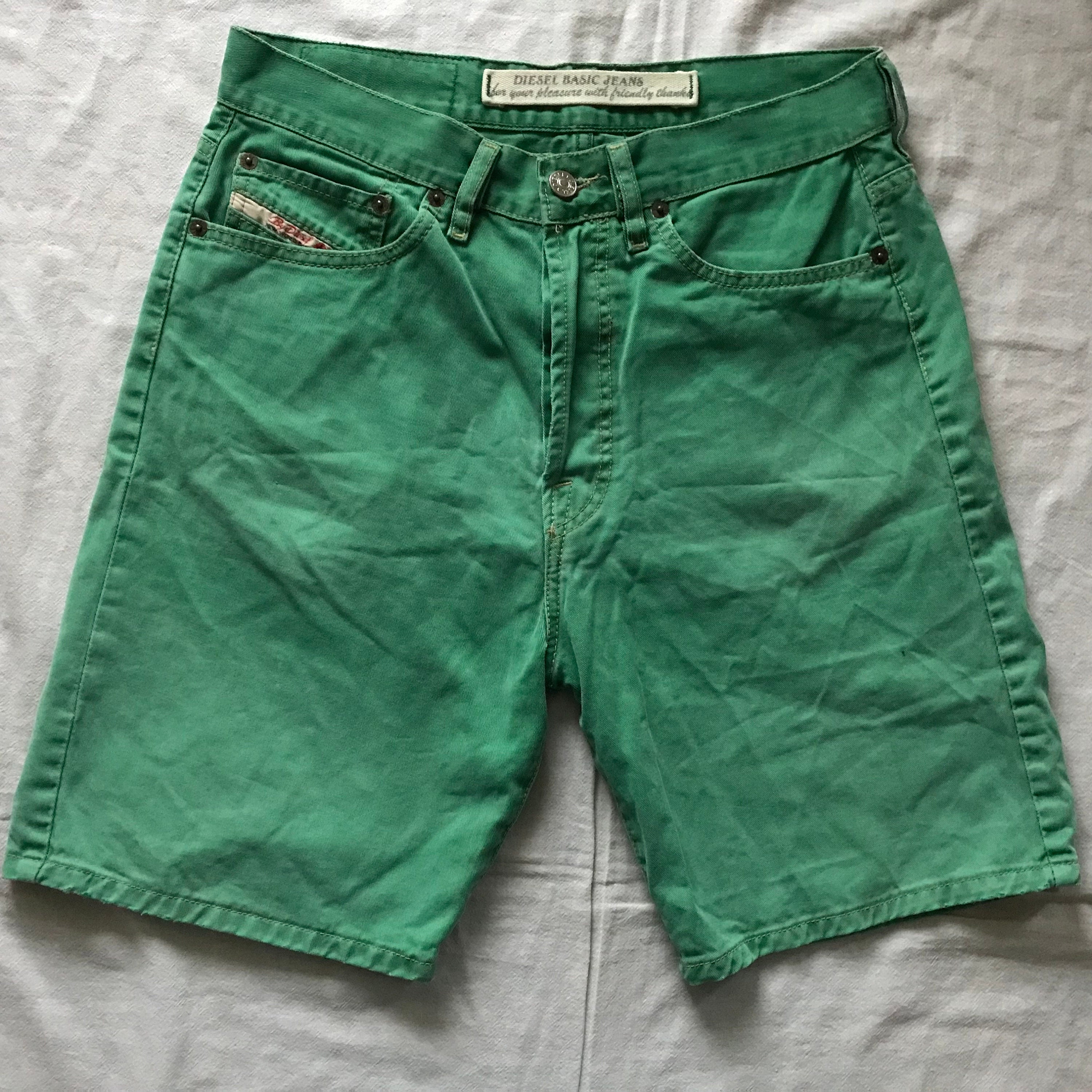 Diesel Industry Jeans Basic Men s Green Bermuda Shorts Size 30 Made In Italy