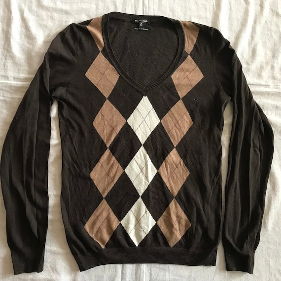 Massimo Dutti V Neck Pull Homme Unisexe Pull Taille Medium 32 EU Petit US Marron Laine de soie de coton Etsy France