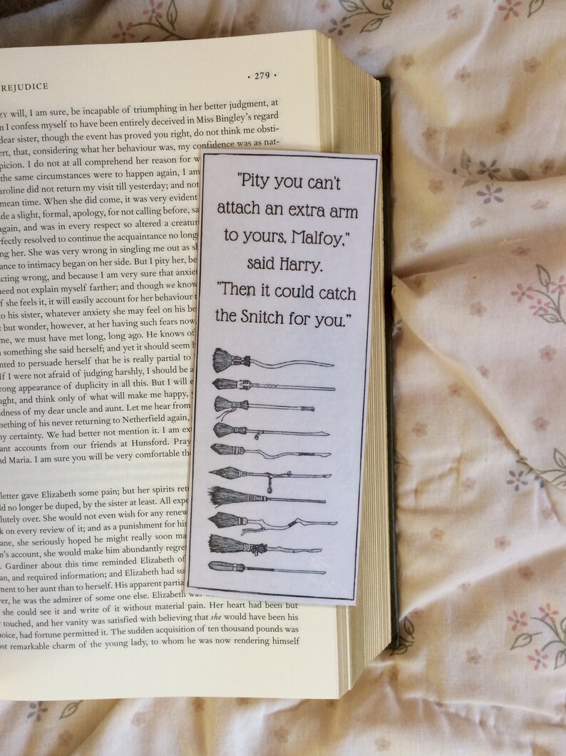 Harry Potter Draco Malfoy Broomstick Quote Bookmark Etsy