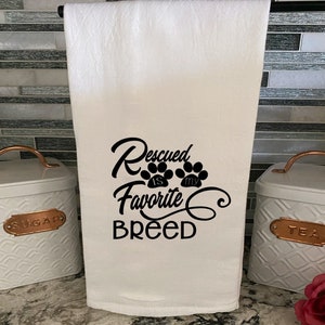 Rescued Dog Paw Print Flour Sack Towel: Farmhouse Kitchen Decor