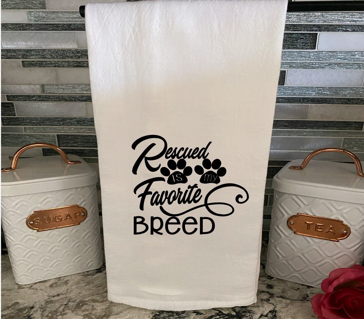 Rescued is My Favorite Breed Paw Print Dish Towel for the Dog - Etsy