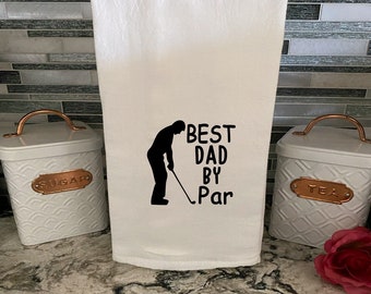 Best dad by par,golf heartbeat towel, Father’s Day gift, golf towel, hand towel, kitchen towel, dad gift