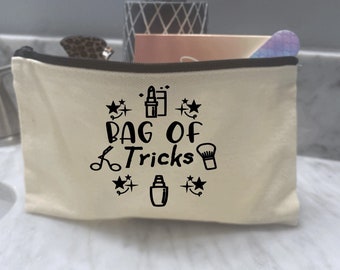 Bag of tricks travel makeup bag, cute make up pouch, bag of tricks cosmetic bag, personal travel toiletry bag, funny make up bag pouch