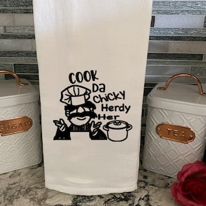 SwedishChef Cook Da Chicky Herdy Her Swedish chef kitchen towel, Swedish chef tea towel, Swedish chef floursack towel, Swedish chef gift