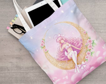 Kawaii Anime Stofftasche, Manga Stoffbeutel, süße Otaku Tragetasche mit Anime Girl