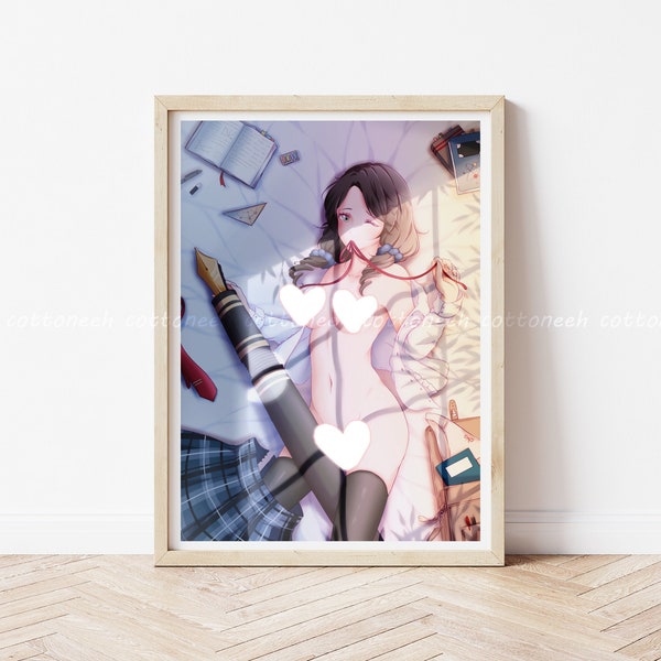 Sexy Anime Postkarte, NSFW Poster, Manga Kunstdruck Thema Uniform