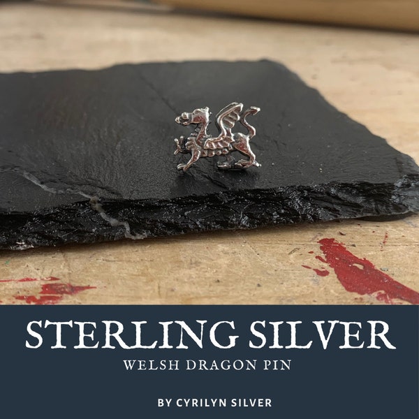 Sterling Silver Dragon Pin Badge/Brooch