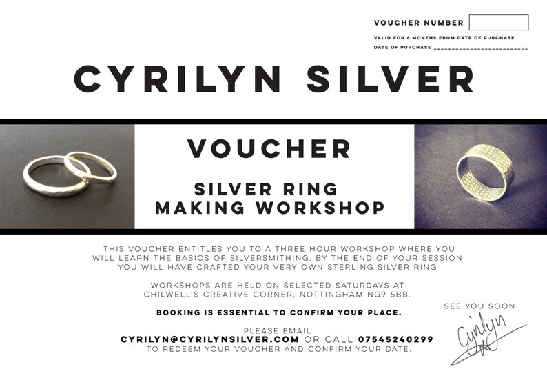 Ring Making Voucher FREE SHIPPING Etsy UK