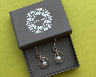 Silver & Freshwater Pearl Drop Earrings