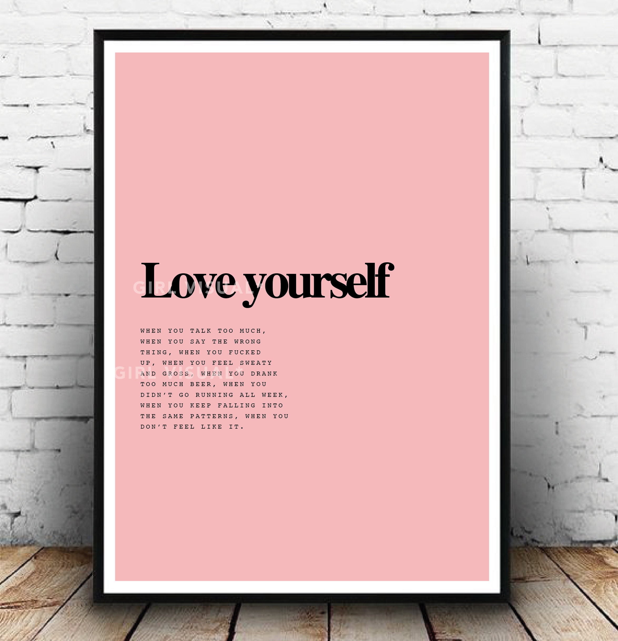 Love yourself quote poster Self love club Self love poster | Etsy