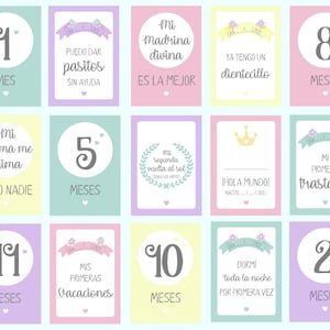 Cartes d’anniversaire pour bébés, Photos Moments importants Bébé, Jalons nouveau-nés, Cartes bébé imprimables, Cadeau de bébé, Couleurs pastel