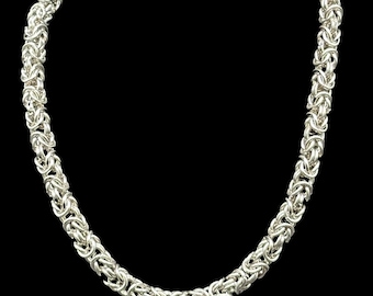 Byzantine Chainmaille Necklace: Stainless Steel Ren Faire Jewelry