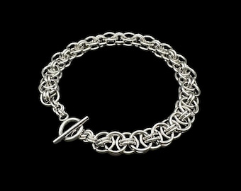 Helm Weave Chainmail Bracelet – Handmade Stainless Steel Chain Maille Jewelry – Elegant, Bold & Custom-Fit