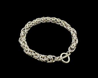 Byzantine Chainmaille Bracelet – Stainless Steel – Handmade Fantasy Jewelry
