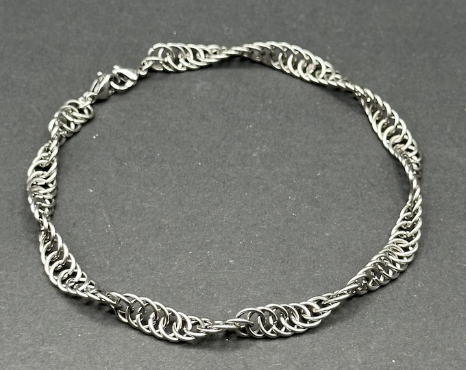 Spiral Chainmaille Bracelet – Stainless Steel – Sleek Minimalist Jewelry