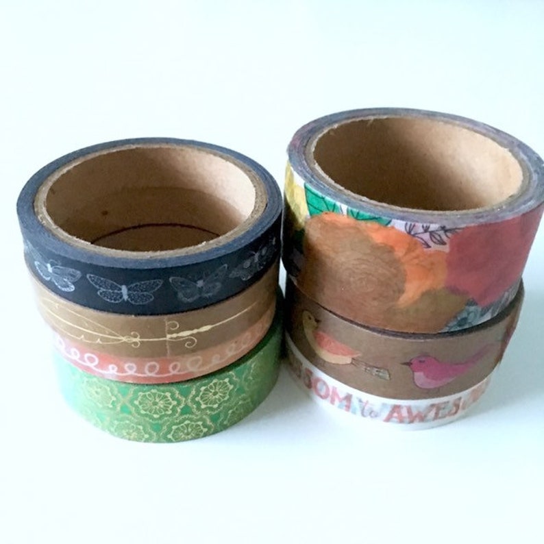 SAMPLES American Crafts Vicki Boutin design tape butterfly bird flower arrow feather awesome blossom gold bullet journal planner tape 18