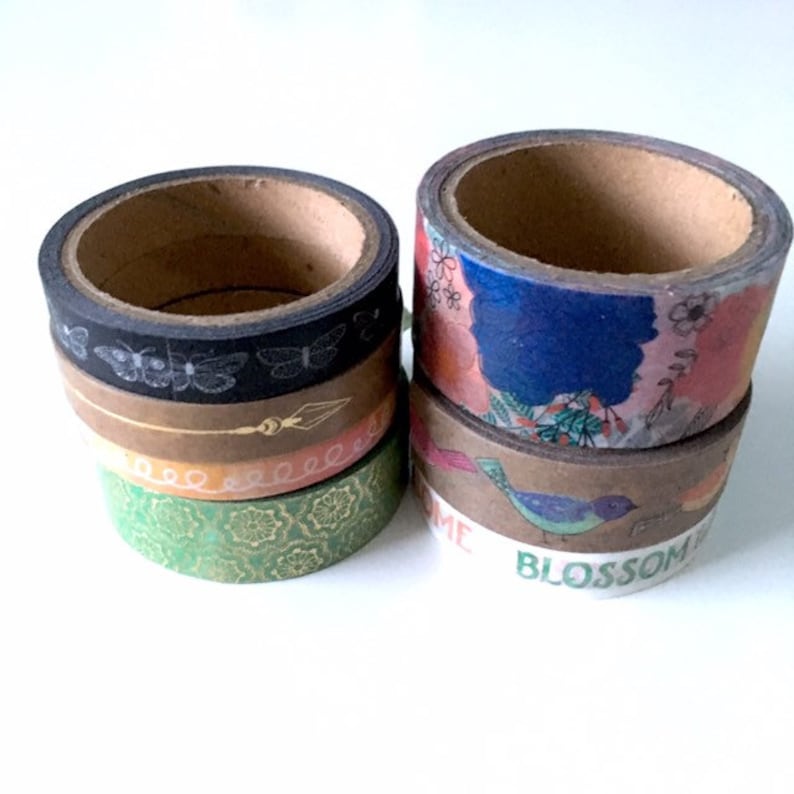 SAMPLES American Crafts Vicki Boutin design tape butterfly bird flower arrow feather awesome blossom gold bullet journal planner tape 18