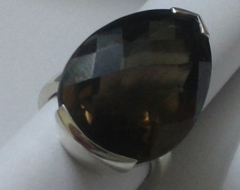 Hand Made 925 Sterling Silver Ring Setted With Genuine Smoky Quartz Gemstone Exclusive Valentine Gifts for  Women