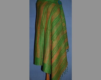 Supersoft Brushed Wool Nepalese Reversible Blanket Shawl - green
