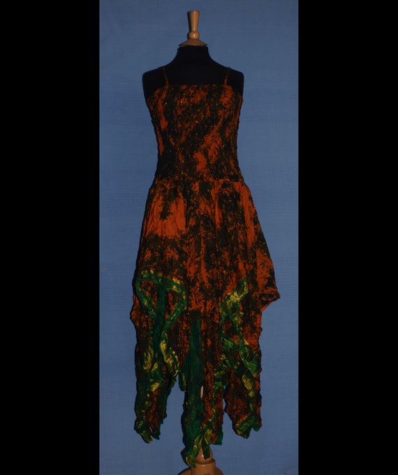 Plus Size Unique Recycled Silk Handkerchief Stevie Nicks Style Hippy Gothic  Fairy Dress (orange ) Ladies UK 16-26 US 12-22 - Etsy