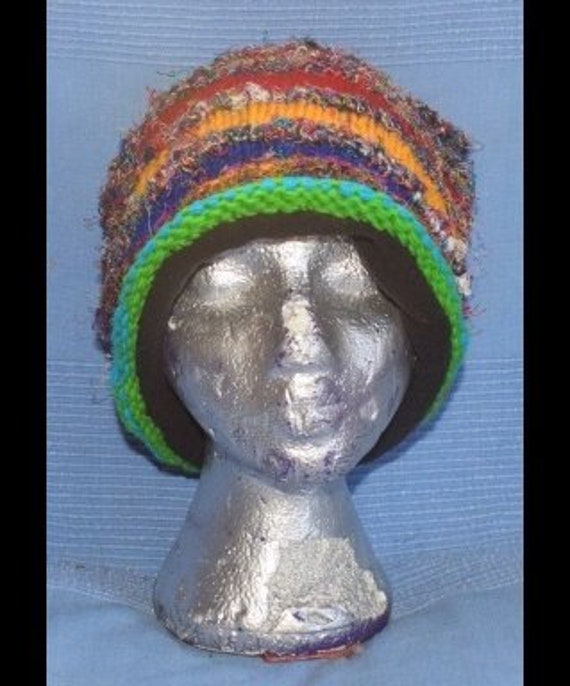 Shabby Chic Hippy Boho Knitted Beanie Hats Handmade One Size Festival