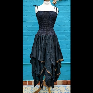 Plus Size Unique Recycled Silk Handkerchief  Stevie Nicks Style Hippy Gothic Fairy Dress  black UK 16-26 US 12-22