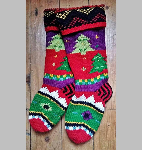 Nordic Style Arran Hand Knitted Welly Socks