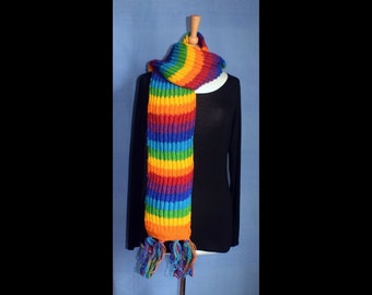 Unisex Handgestrickte Wolle Wolle Nepal Natürliche Regenbogen Multi farbige Ethische Boho Outdoor Winter Dr Who Hippy Festival Schal Schals