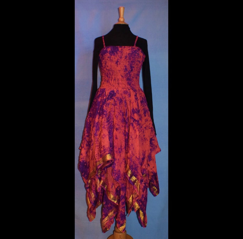 Petite Unique Recycled Silk Handkerchief Stevie Nicks Sleeveless Hippy Gothic Fairy Dress pinkreds UK ladies 4-14 US 1-10 /& Youth