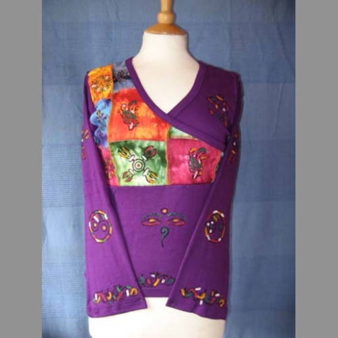 Hippy Cotton Long Sleeved Hippy Festival Top Purple / Rainbow Wrap ...
