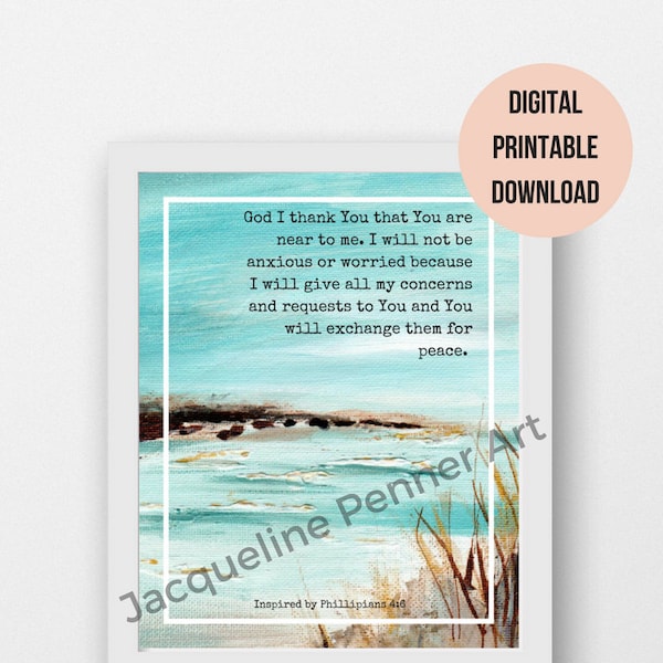 Printable Wall Art, Ocean Landscape, Digital Art, 8x10 Printable, Peaceful Quote, Scripture Art, Inspirational Print, Printable Bible Art