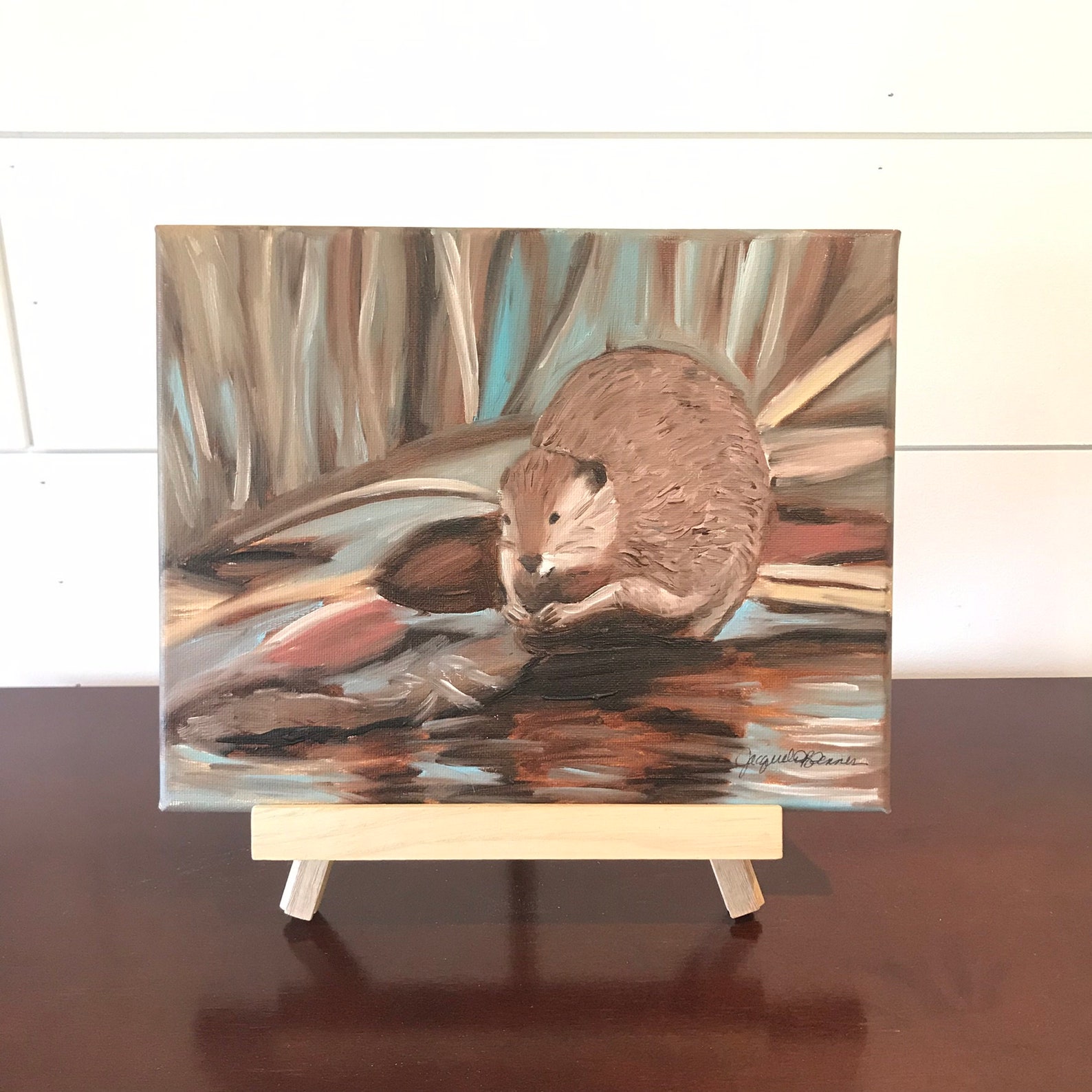 Beaver Oil Painting Original Art Canadian Animals Canadian Etsy