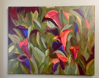 Calla Lily, Original Acrylic Painting, Flower Painting, Gallery Art, Wall Art, 16x20 Canvas