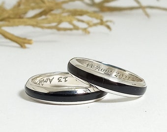 Originele ringen van zilver en Ebbenhout - Ring voor heren en dames - Zwarte ring