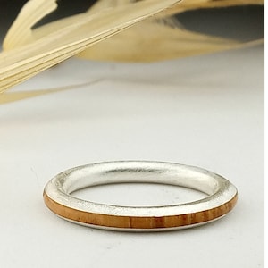 Silver ring and olive wood - Wedding and anniversary ring - New wedding jewelry ideas