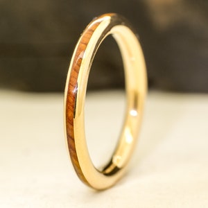 18K Yellow Gold Ring and juniper Wood Gold and wood ring Natural ring image 1