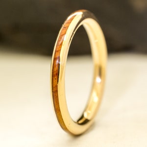 18K Yellow Gold Ring and juniper Wood Gold and wood ring Natural ring image 2