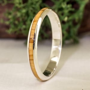 Sterling Silver Ring  and olive Wood